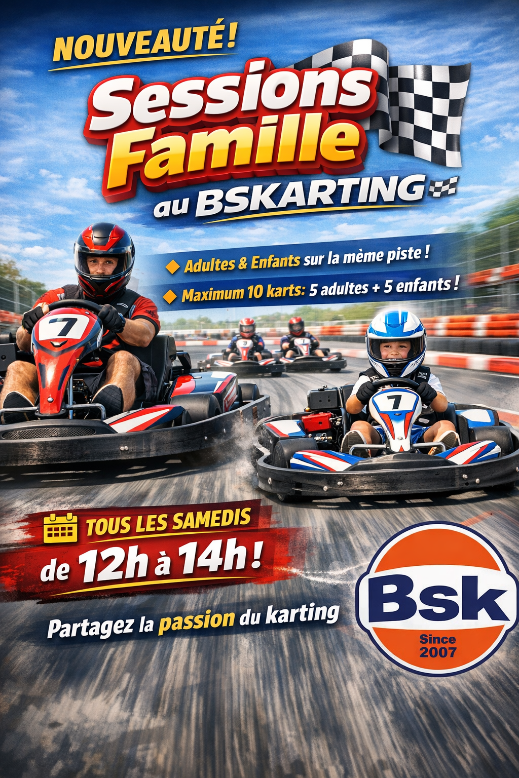 La piste de karting du BSK mesure 500 mètres de longueur et 6 mètres de largeur et propose aux pilotes confirmés ou débutants un tracé technique et performant.